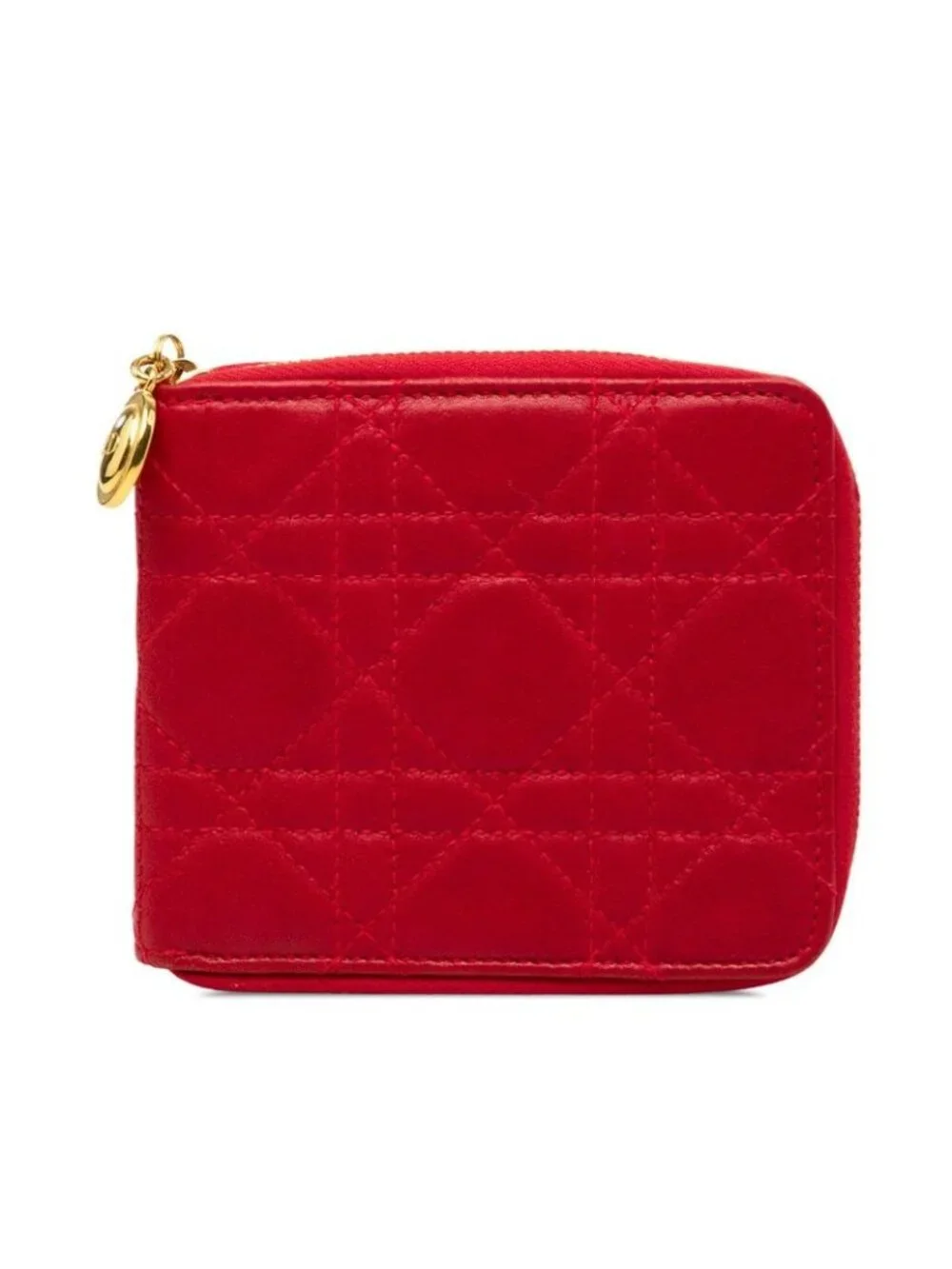 Dior Cannage Bifold Wallet Red Lambskin